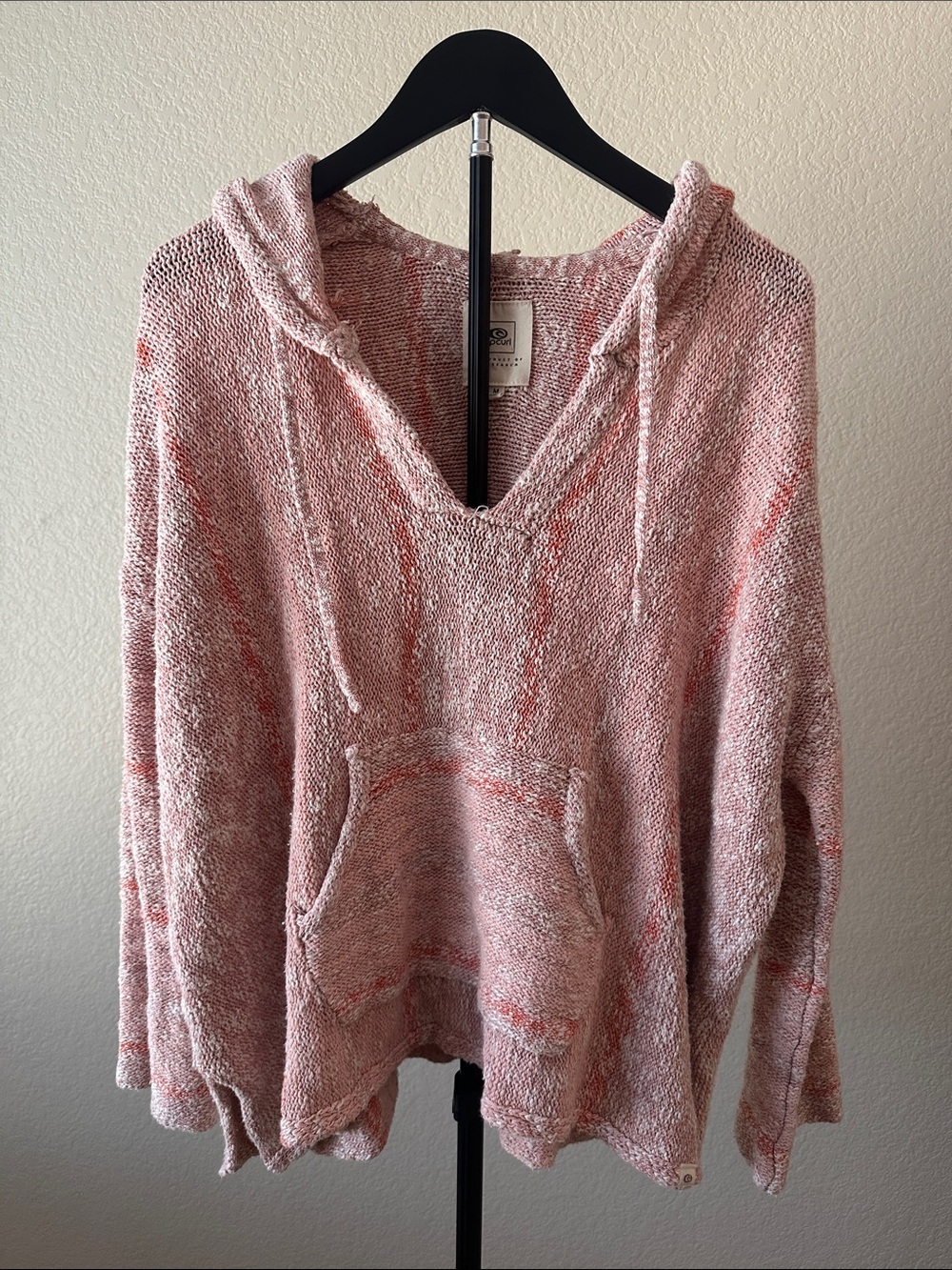Ripcurl Textured Pink Hooded Pullover Sweater